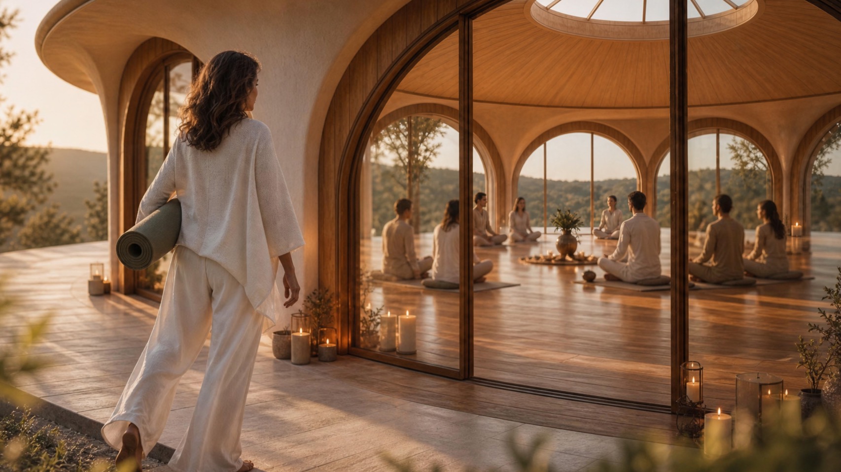 Sunrise ceremony at the Neos maloka — a circle gathered in stillness
